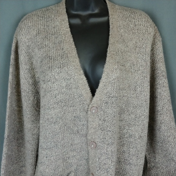 Vintage Other - Vtg Gray Grandpa Cardigan Sweater XL 80s